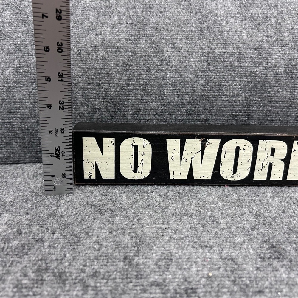 No Worries Wooden Block Sign Distressed Black White Shelf Sitter Home Decor - Picture 3 of 3